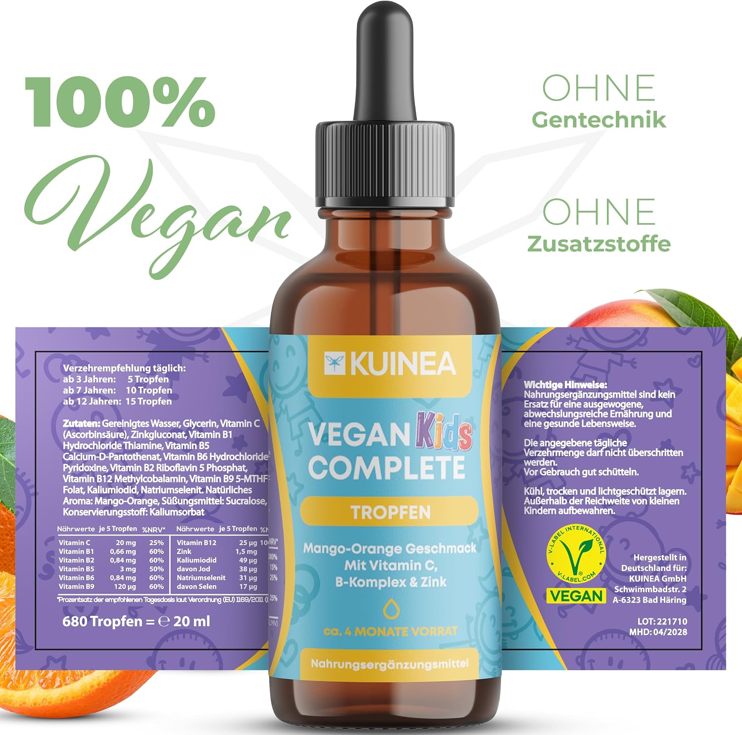 KUINEA Kids Multivitamin Tropfen Mango-Orange