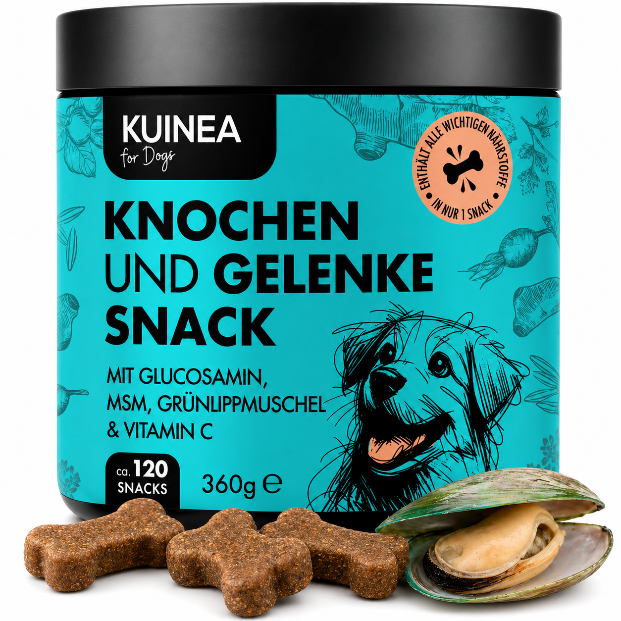 KUINEA for Dogs – Knochen & Gelenke Snack (120 Soft Chews, 360 g)