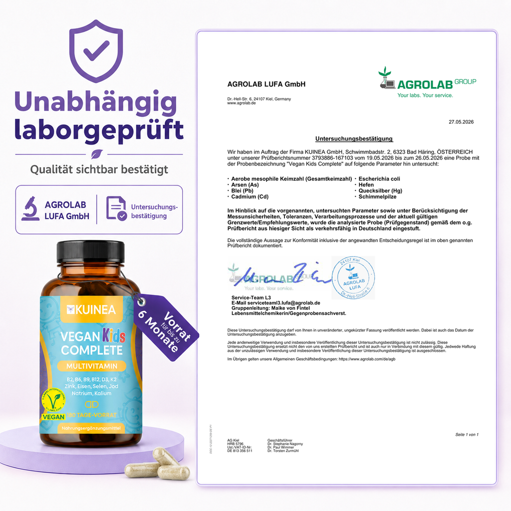 KUINEA Vegan Kids Complete – Multivitamin Kapseln (180 Stück)